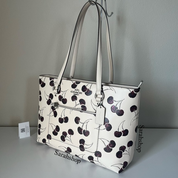 ✅Coach Station Tote With Cherry Printed
